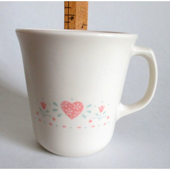 Corelle Forever Yours 4 Tea Coffee Mugs - Pink Hearts Flowers - Replacement Mu - Picture 3 of 5
